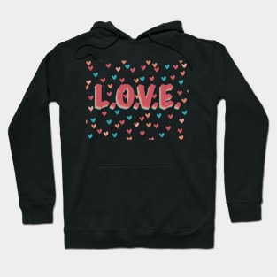 LOVE hearts multicolor design Hoodie